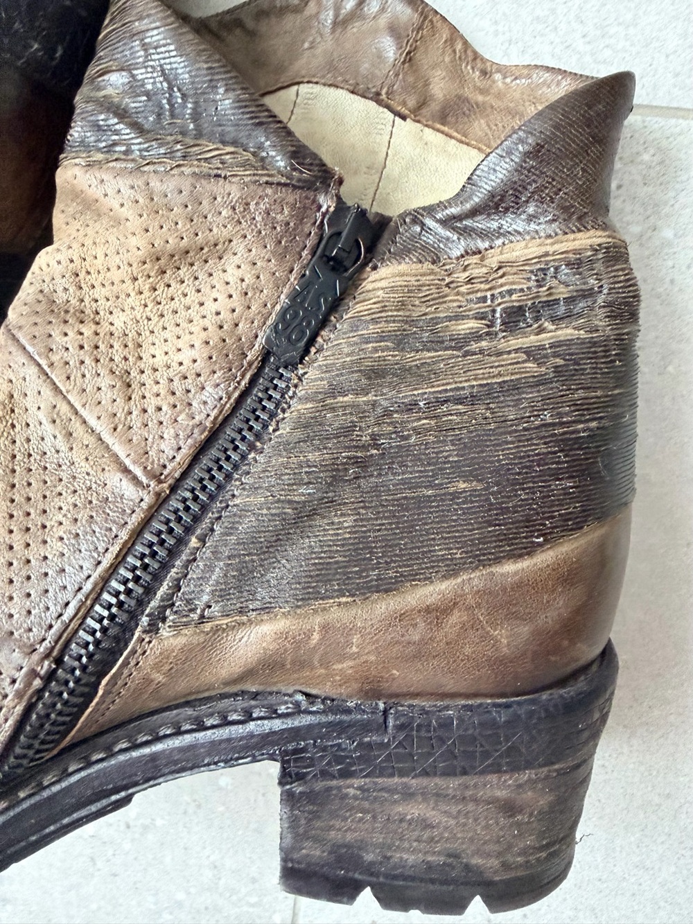 A.S.98 Italian Leather Patchwork Biker Boots EU 38 - Picture 7 of 16